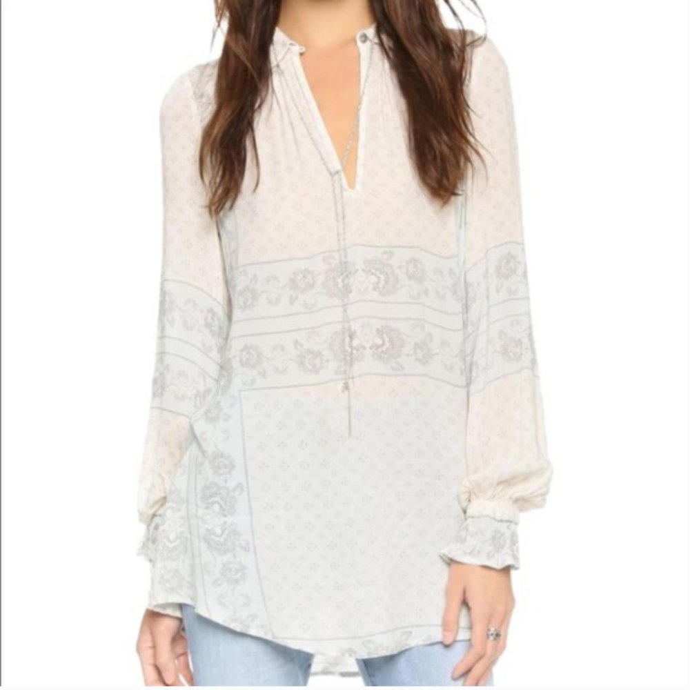 Free People Changing Times Print Tunic in White/Blue